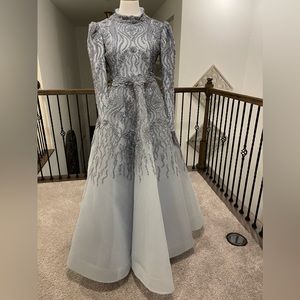 Blue custom sized dress from turkey corset back